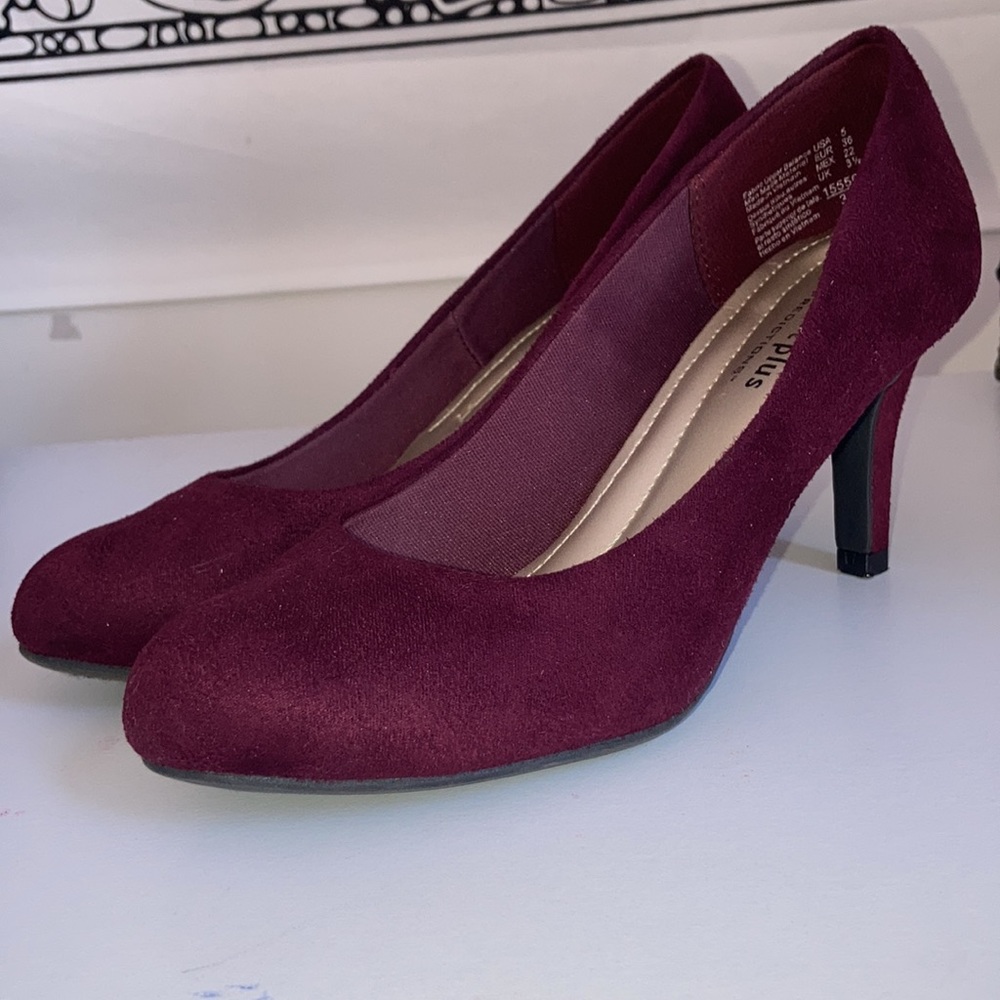 Wine Colored Comfort Plus Heels by PREDICTIONS